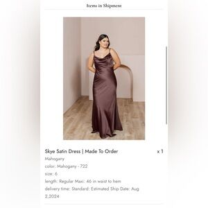 Silk Revelry Skye Satin Maci Dress - Mahogany
color: Mahogany - 722
size: 6